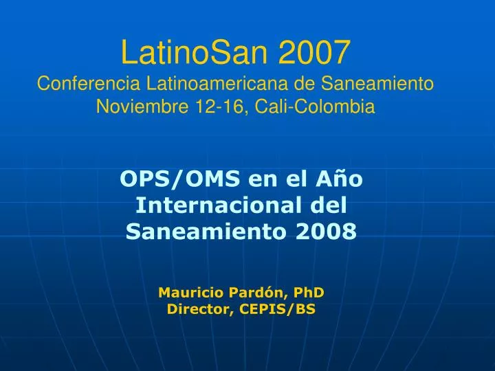 latinosan 2007 conferencia latinoamericana de saneamiento noviembre 12 16 cali colombia