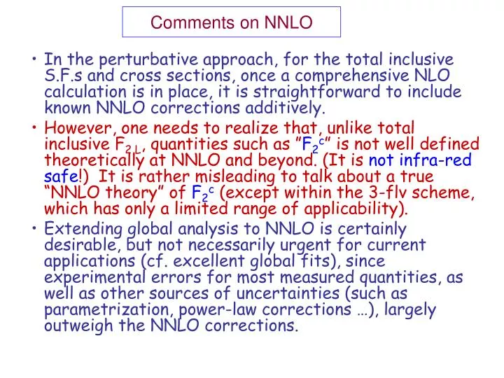 comments on nnlo