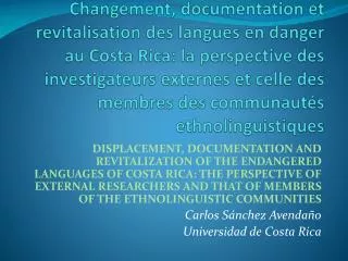 Les langues minoritaires communitaires de Costa Rica