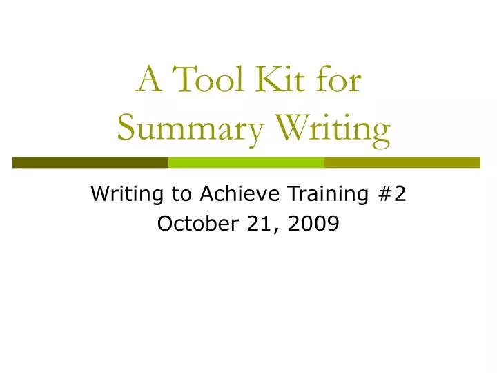 a tool kit for summary writing