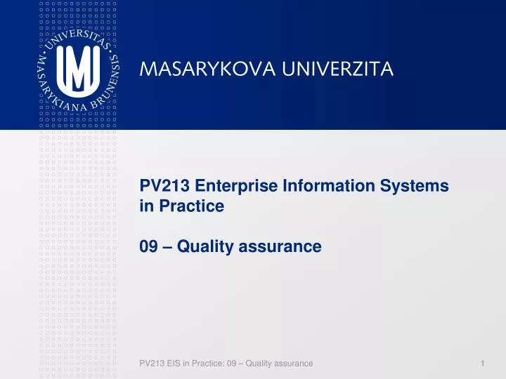 pv213 enterprise information systems in practice 0 9 quality assurance