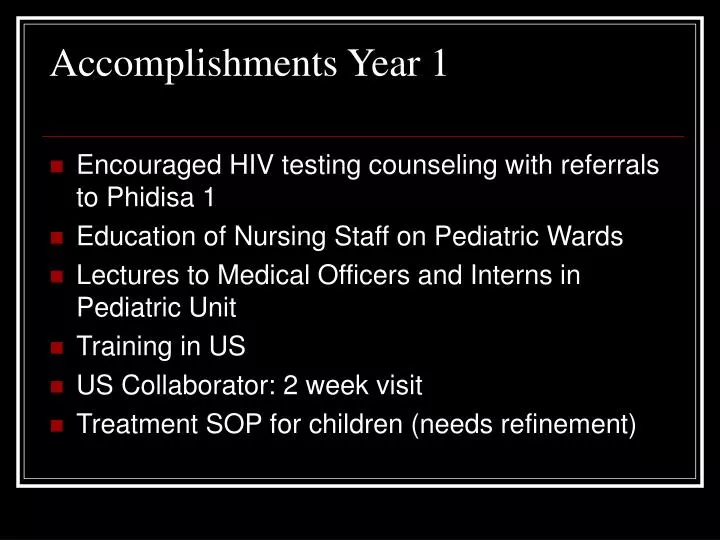 accomplishments year 1