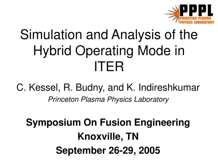 simulation and analysis of the hybrid operating mode in iter
