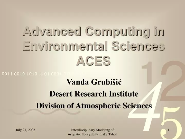 advanced computing in environmental sciences aces