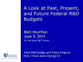 A Look at Past, Present, and Future Federal R&amp;D Budgets