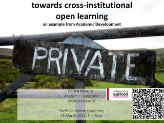 towards cross-institutional open learning an example from Academic Development