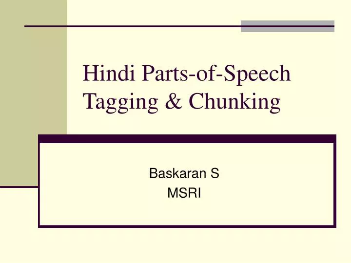 hindi parts of speech tagging chunking