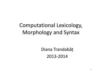 Computational Lexicology, Morphology and Syntax
