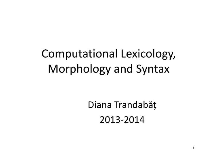 computational lexicology morphology and syntax