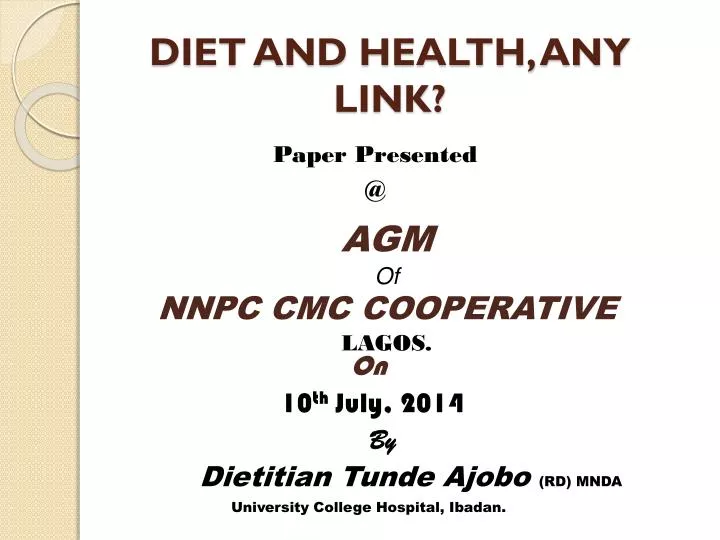 diet and health any link