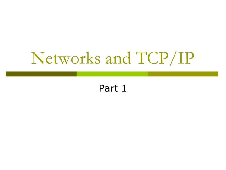 networks and tcp ip