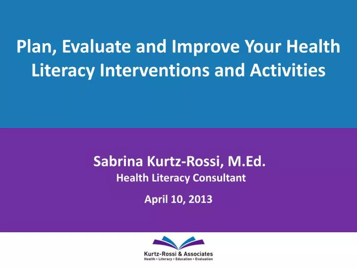 plan evaluate and improve your health literacy interventions and activities