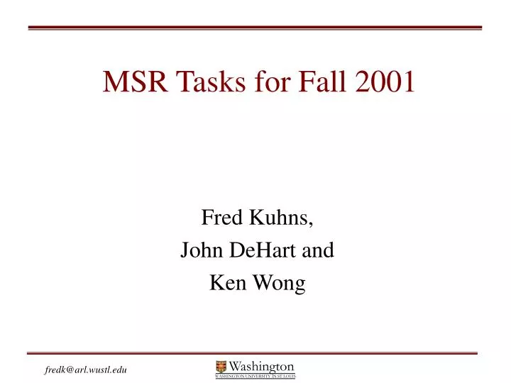 msr tasks for fall 2001