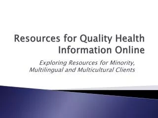 Resources for Quality Health Information Online