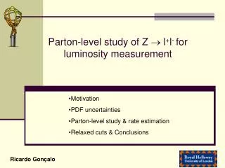 Parton-level study of Z ? l + l - for luminosity measurement