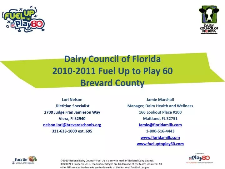 dairy council of florida 2010 2011 fuel up to play 60 brevard county