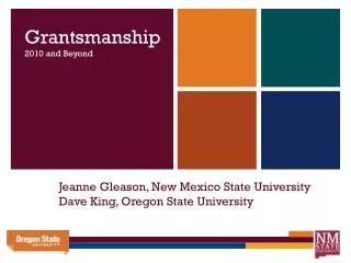Jeanne Gleason, New Mexico State University Dave King, Oregon State University
