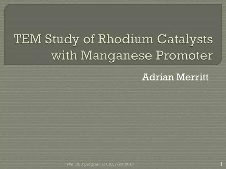 tem study of rhodium catalysts with manganese promoter