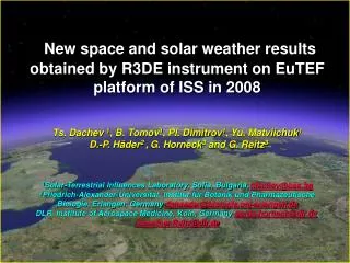 New space and solar weather results obtained by R3DE instrument on EuTEF platform of ISS in 2008