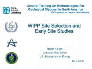 WIPP Site Selection and Early Site Studies