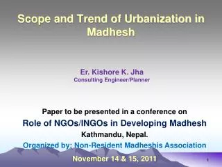 Scope and Trend of Urbanization in Madhesh
