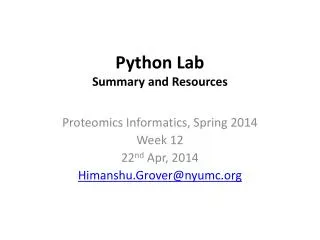 Python Lab Summary and Resources