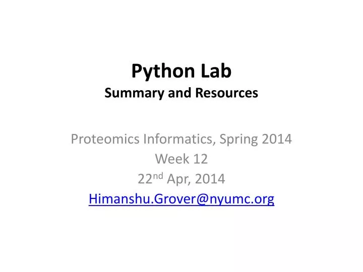 python lab summary and resources