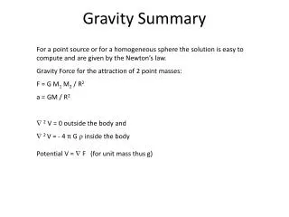 Gravity Summary