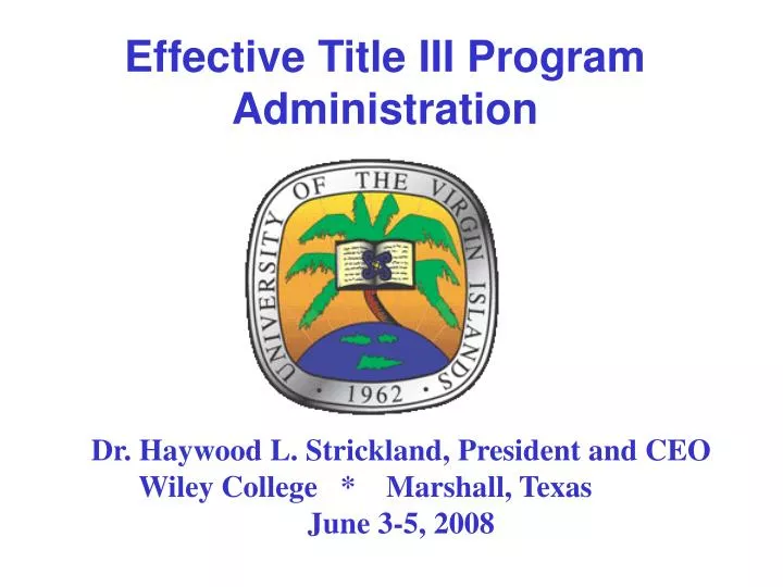 effective title iii program administration