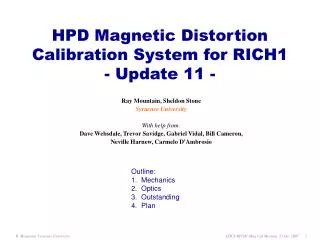 HPD Magnetic Distortion Calibration System for RICH1 - Update 11 -