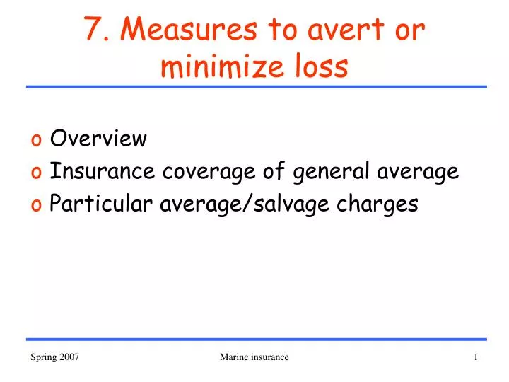 7 measures to avert or minimize loss