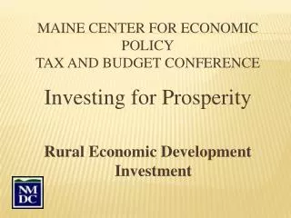 Maine Center for Economic Policy Tax and Budget Conference