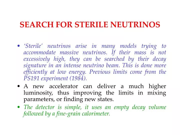 search for sterile neutrinos