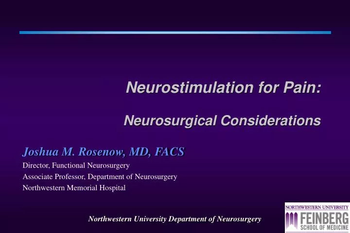 neurostimulation for pain neurosurgical considerations