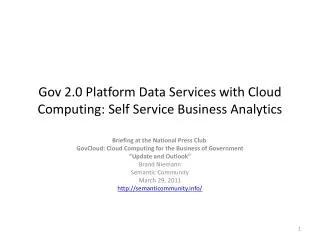 Gov 2.0 Platform Data Services with Cloud Computing: Self Service Business Analytics