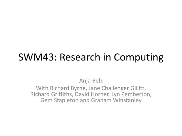 swm43 research in computing