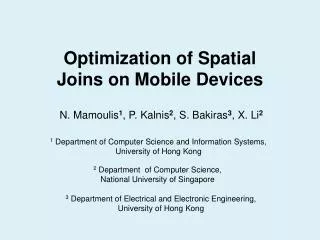 Optimization of Spatial Joins on Mobile Devices