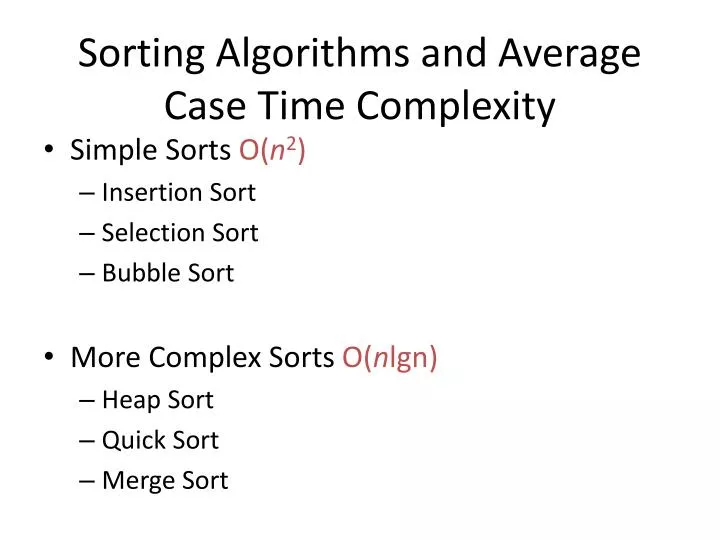 sorting algorithms and average case time complexity