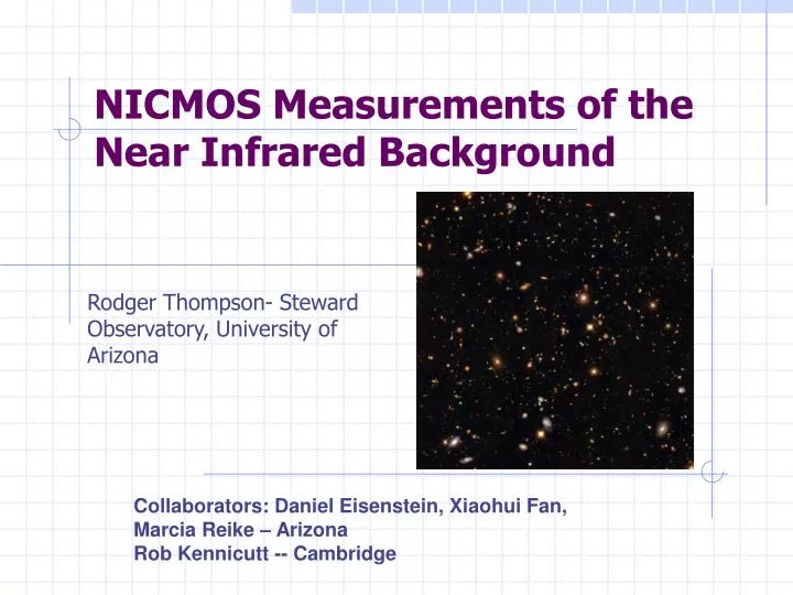 nicmos measurements of the near infrared background