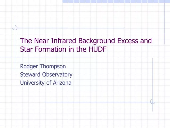 the near infrared background excess and star formation in the hudf