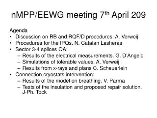 nMPP/EEWG meeting 7 th April 209