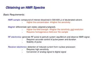 Obtaining an NMR Spectra