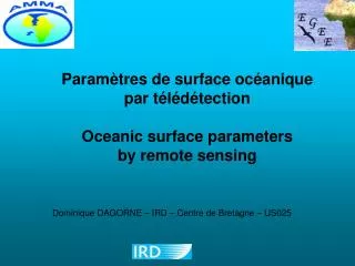 param tres de surface oc anique par t l d tection oceanic surface parameters by remote sensing
