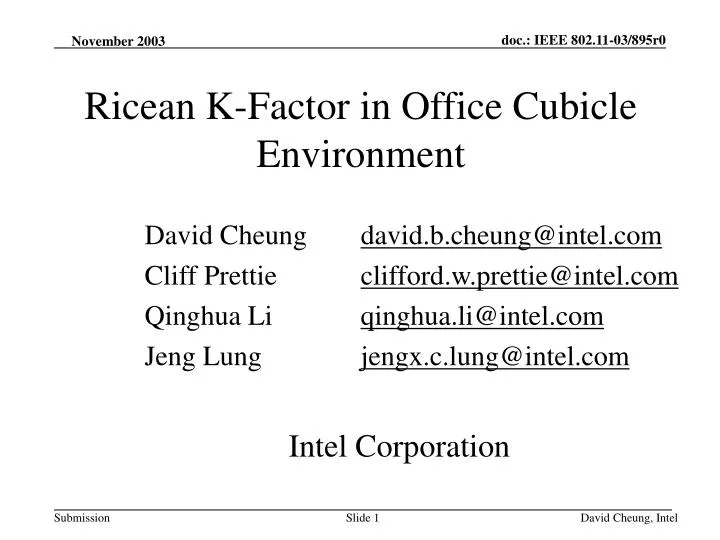ricean k factor in office cubicle environment