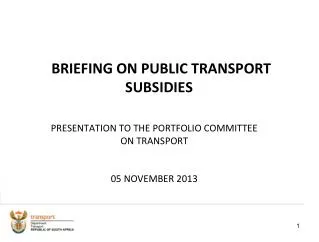 BRIEFING ON PUBLIC TRANSPORT SUBSIDIES