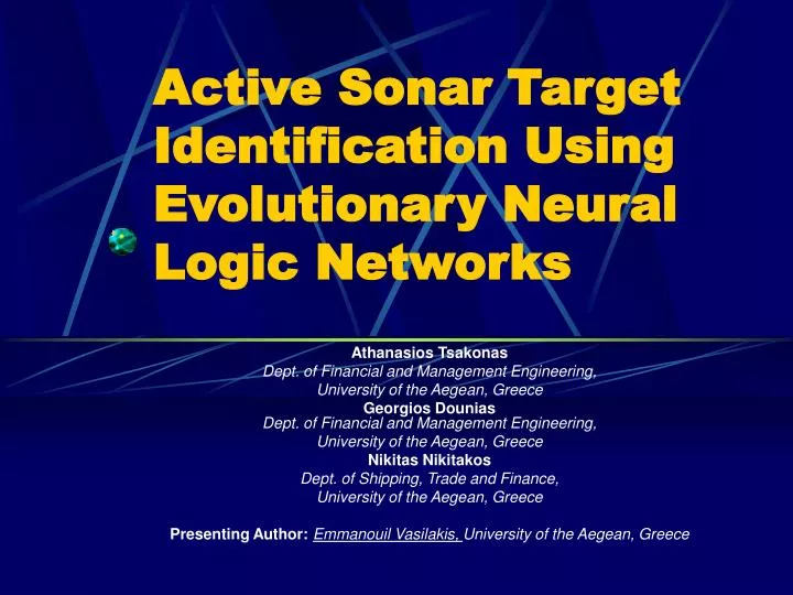 active sonar target identification using evolutionary neural logic networks