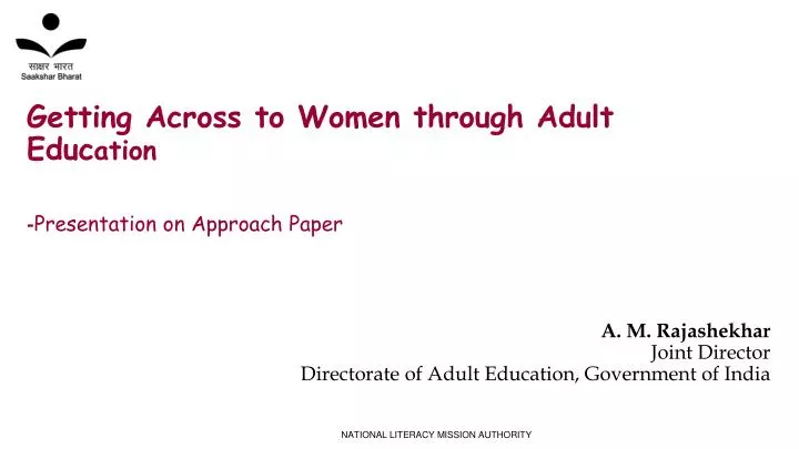 getting across to women through adult educ ation presentation on approach paper