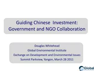 Guiding Chinese Investment: Government and NGO Collaboration