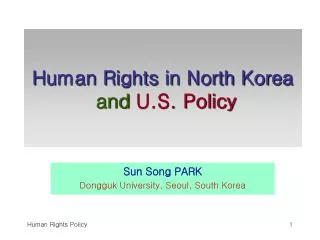 Human Rights in North Korea and U.S. Policy
