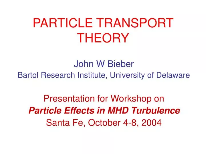 particle transport theory